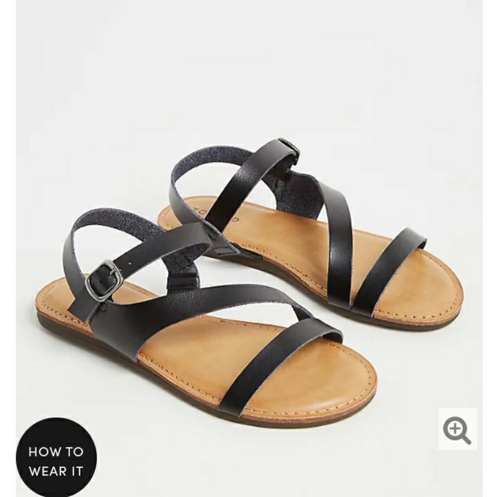 Black Faux Leather Asymmetric Gladiator Sandal